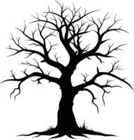 A black and white silhouette of a dead tree vector