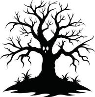 A haunting silhouette of a spooky tree vector