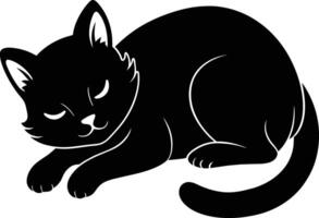 Silent serenity a graceful silhouette of a sleeping cat vector