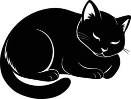 Silent serenity a graceful silhouette of a sleeping cat vector