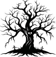 A haunting silhouette of a spooky tree vector