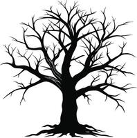 A black and white silhouette of a dead tree vector