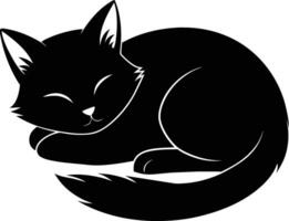 Silent serenity a graceful silhouette of a sleeping cat vector