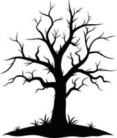 A black and white silhouette of a dead tree vector