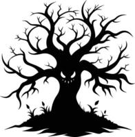 A haunting silhouette of a spooky tree vector