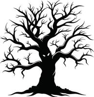 A haunting silhouette of a spooky tree vector