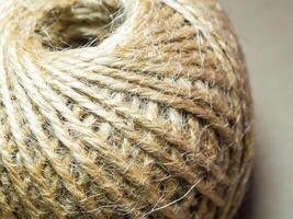 Texture of the brown natural rustic hemp cord in roll photo