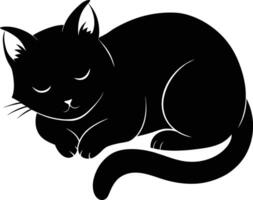 Silent serenity a graceful silhouette of a sleeping cat vector