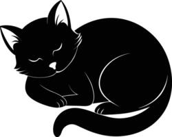 Silent serenity a graceful silhouette of a sleeping cat vector