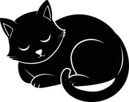 Silent serenity a graceful silhouette of a sleeping cat vector