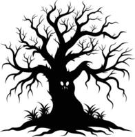 A haunting silhouette of a spooky tree vector