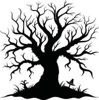 A haunting silhouette of a spooky tree vector