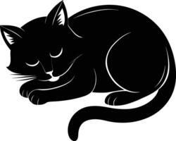 Silent serenity a graceful silhouette of a sleeping cat vector