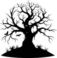 A haunting silhouette of a spooky tree vector