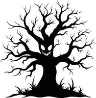 A haunting silhouette of a spooky tree vector