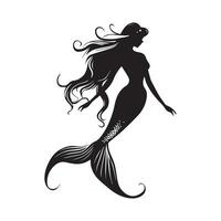 Mermaid Silhouette Images on white background vector