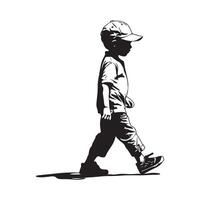 Child silhouette walking On white Background vector