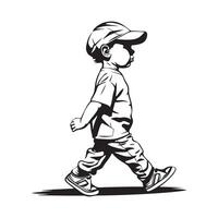 niño silueta caminando en blanco antecedentes vector