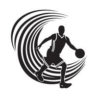 baloncesto jugador logo silueta diseño en blanco antecedentes vector