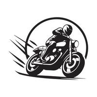 hombre montando motocicleta en blanco antecedentes vector