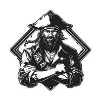 Portrait of a pirate isolated Design Image design on white background vector