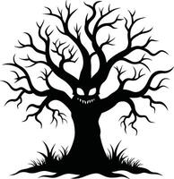 A haunting silhouette of a spooky tree vector