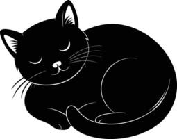 Silent serenity a graceful silhouette of a sleeping cat vector