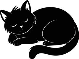 Silent serenity a graceful silhouette of a sleeping cat vector