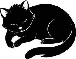 Silent serenity a graceful silhouette of a sleeping cat vector