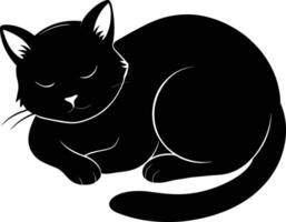 Silent serenity a graceful silhouette of a sleeping cat vector