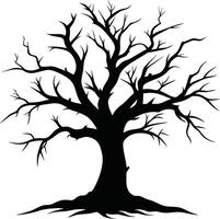 A black and white silhouette of a dead tree vector