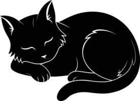 Silent serenity a graceful silhouette of a sleeping cat vector