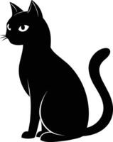 Grace in stillness a silhouette of a sitting cat vector