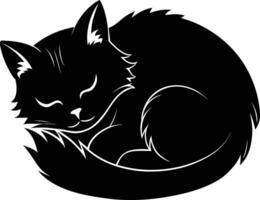 Silent serenity a graceful silhouette of a sleeping cat vector