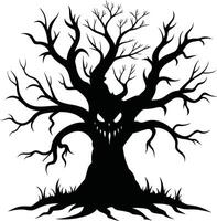 A haunting silhouette of a spooky tree vector