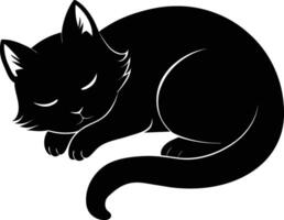 Silent serenity a graceful silhouette of a sleeping cat vector