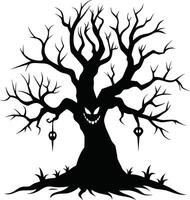 A haunting silhouette of a spooky tree vector