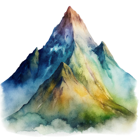 Mountain scene in watercolor style Clip art. Watercolor mountain scene cutout png