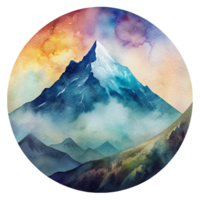 Mountain scene in watercolor style Clip art. Watercolor mountain scene cutout png