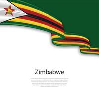 Waving ribbon with flag of Zimbabwe vector