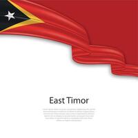 Waving ribbon with flag of East Timor vector