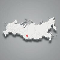 Kemerovo region location within Russia 3d map vector