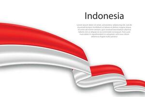 Abstract Wavy Flag of Indonesia on White Background vector