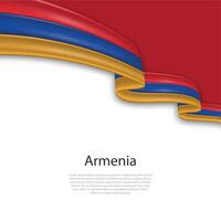 Waving ribbon with flag of Armenia vector