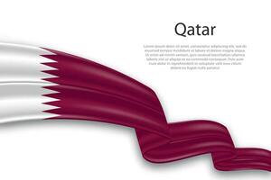 Abstract Wavy Flag of Qatar on White Background vector