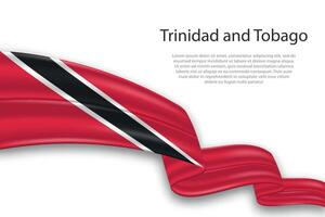 Abstract Wavy Flag of Trinidad and Tobago on White Background vector