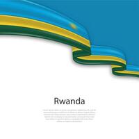 Waving ribbon with flag of Rwanda vector