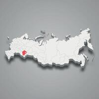 Bashkortostan region location within Russia 3d map vector