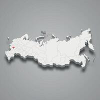 Lipetsk region location within Russia 3d map vector