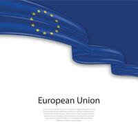 Waving ribbon with flag of European Union vector